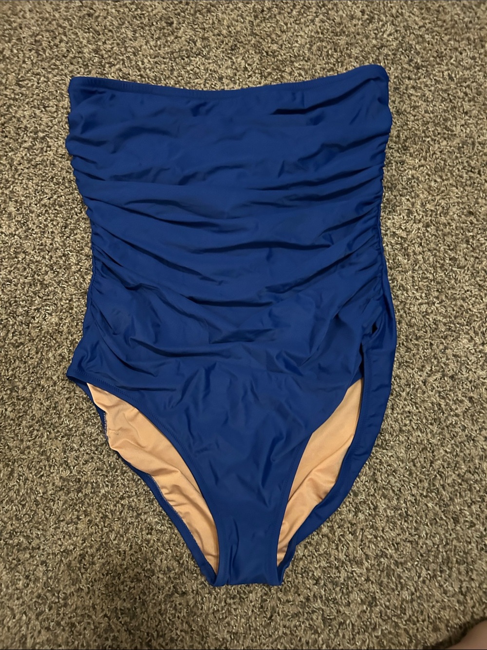 J. Crew Strapless Ruched One-Piece Swimsuit - Blue